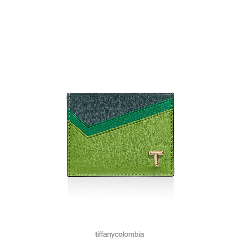 Tiffany Porta tarjetas unisexo 2J40B82423 accesorios en cuero color block verde esmeralda - Haga un click en la imagen para cerrar
