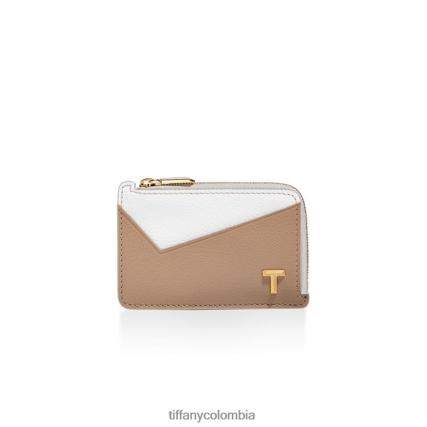 Tiffany tarjetero con cremallera unisexo 2J40B82442 accesorios en cuero color block neutro - Haga un click en la imagen para cerrar