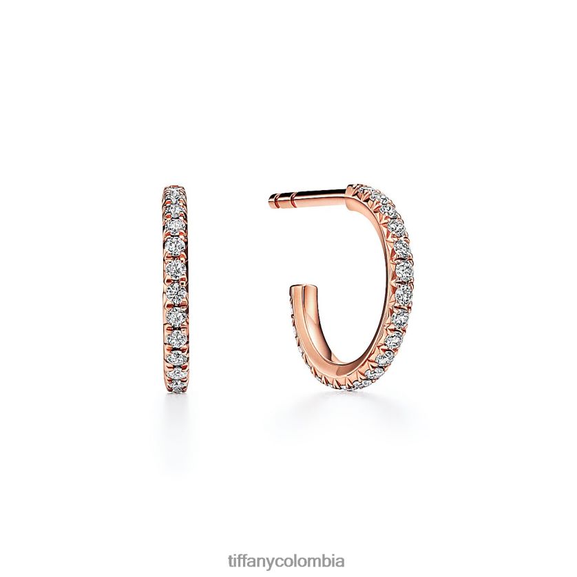Tiffany aretes de aro unisexo 2J40B8891 joyas en oro rosa con diamantes, pequeño - Haga un click en la imagen para cerrar