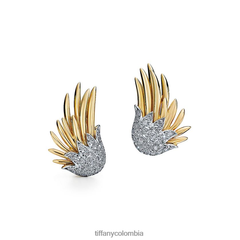 Tiffany clips de oreja de llama unisexo 2J40B8863 joyas en oro amarillo y platino con diamantes - Haga un click en la imagen para cerrar