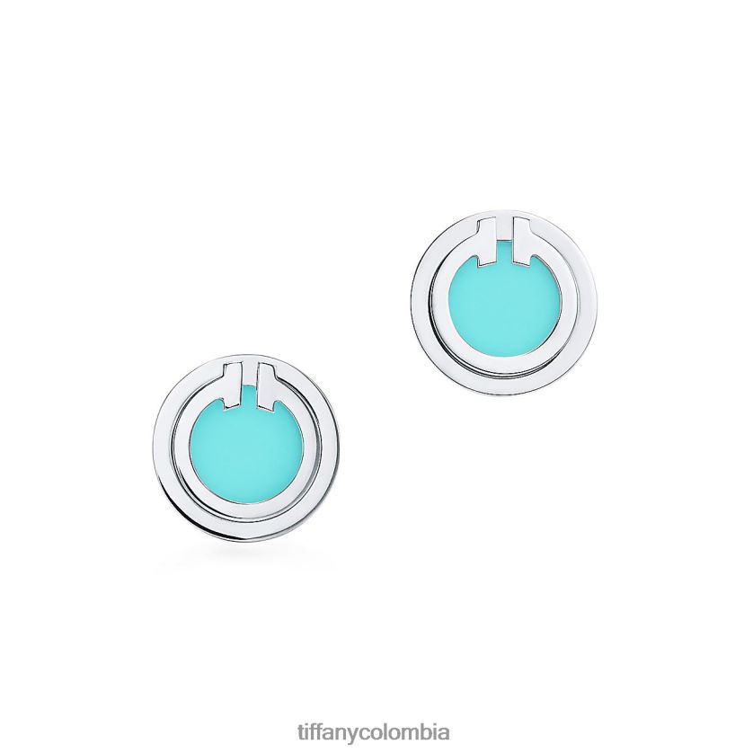 Tiffany pendientes círculo turquesa unisexo 2J40B8862 joyas en oro blanco de 18k - Haga un click en la imagen para cerrar