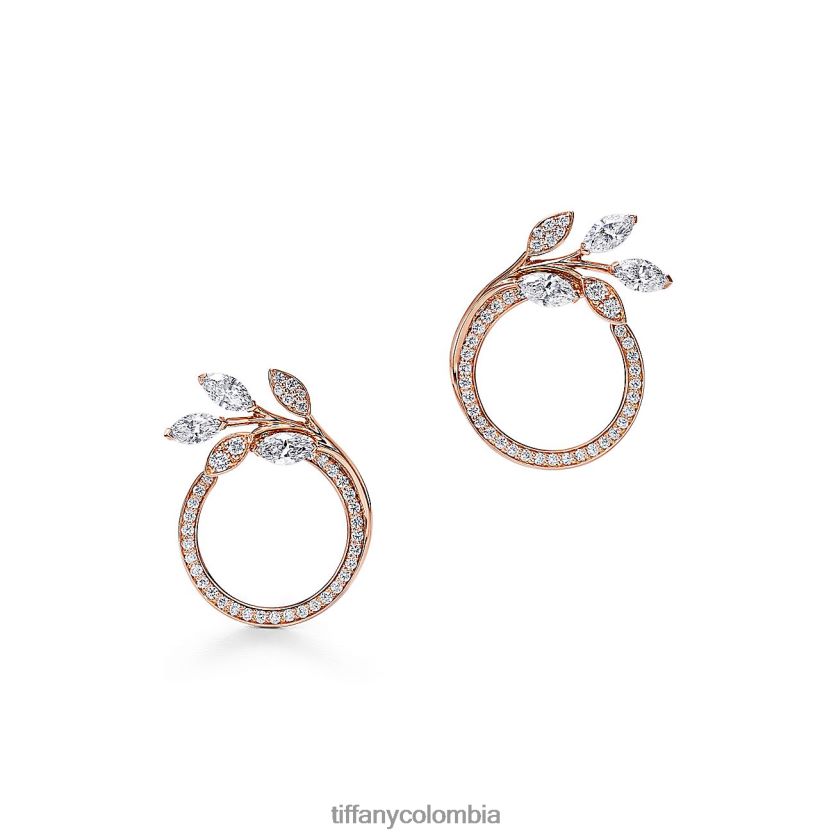 Tiffany pendientes circulares de diamantes en forma de vid unisexo 2J40B8817 joyas en oro rosa de 18k - Haga un click en la imagen para cerrar