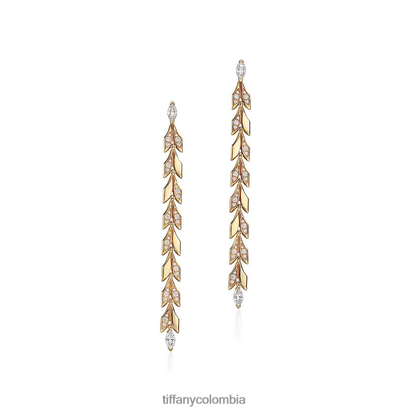 Tiffany pendientes colgantes de vid unisexo 2J40B8781 joyas en oro amarillo con diamantes - Haga un click en la imagen para cerrar
