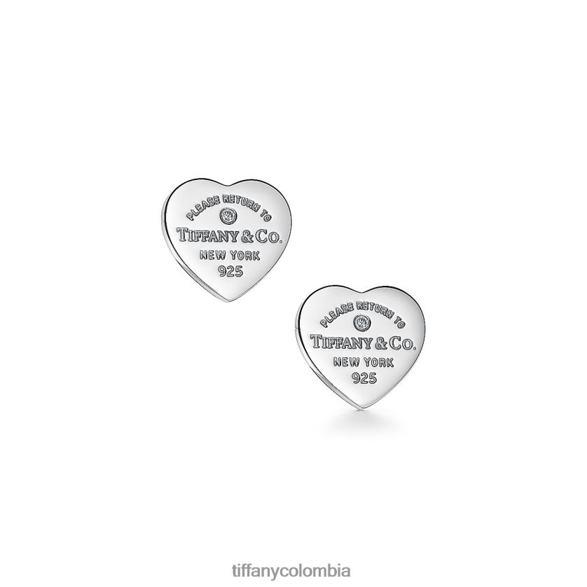 Tiffany pendientes con etiqueta de corazón unisexo 2J40B8725 joyas en plata de primera ley con un diamante, mini