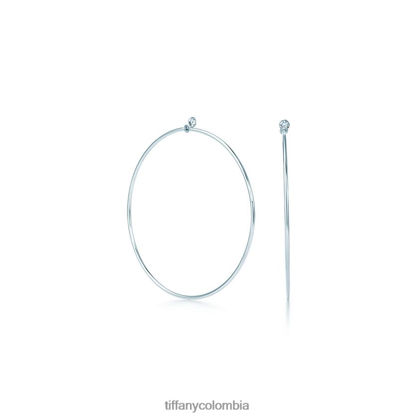 Tiffany pendientes de aro de diamantes unisexo 2J40B8882 joyas