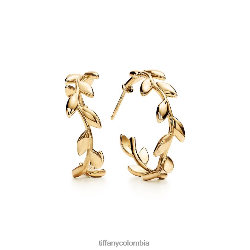 Tiffany pendientes de aro de hoja de olivo unisexo 2J40B8749 joyas - Haga un click en la imagen para cerrar