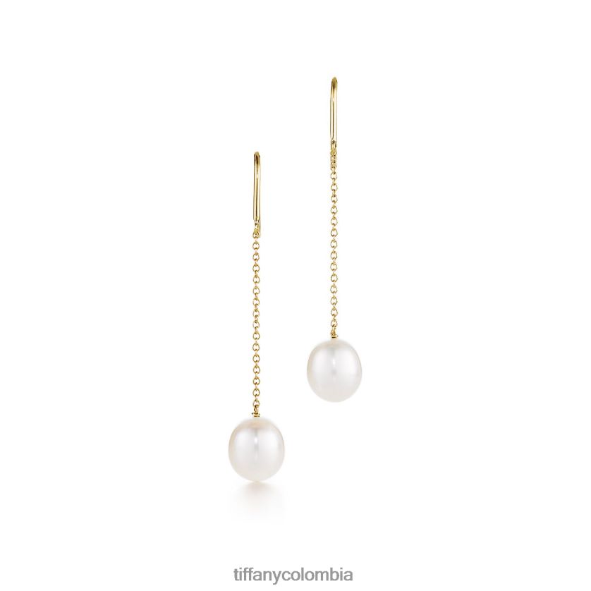 Tiffany pendientes de cadena de perlas cortadas a medida unisexo 2J40B8720 joyas