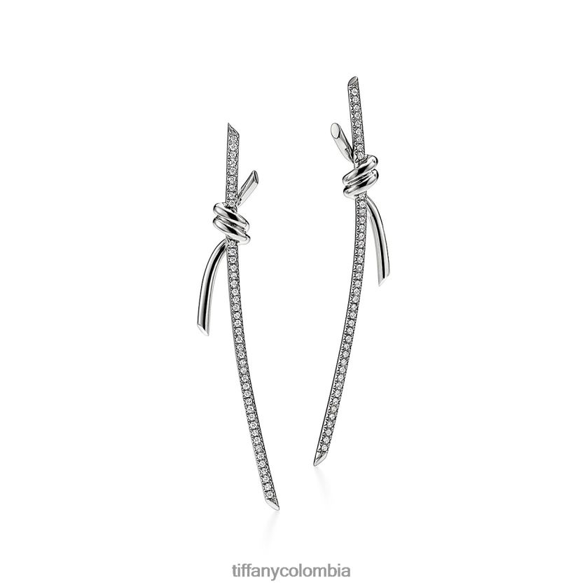 Tiffany pendientes de gota unisexo 2J40B8714 joyas en oro blanco con diamantes - Haga un click en la imagen para cerrar