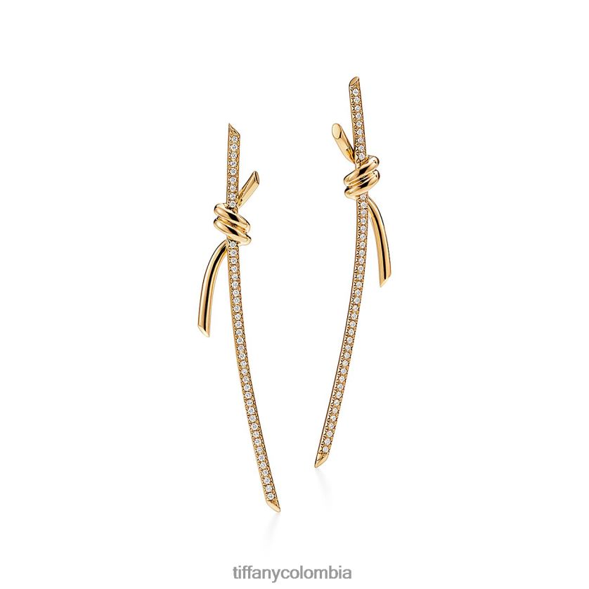 Tiffany pendientes de gota unisexo 2J40B8832 joyas en oro amarillo con diamantes