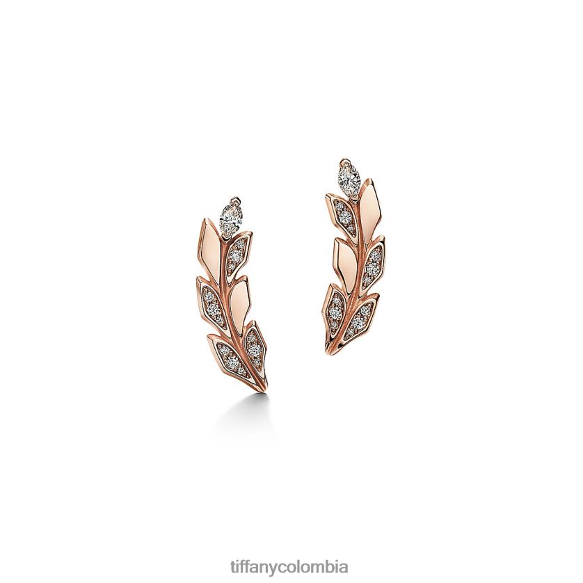 Tiffany pendientes trepadores de vid unisexo 2J40B8770 joyas en oro rosa con diamantes