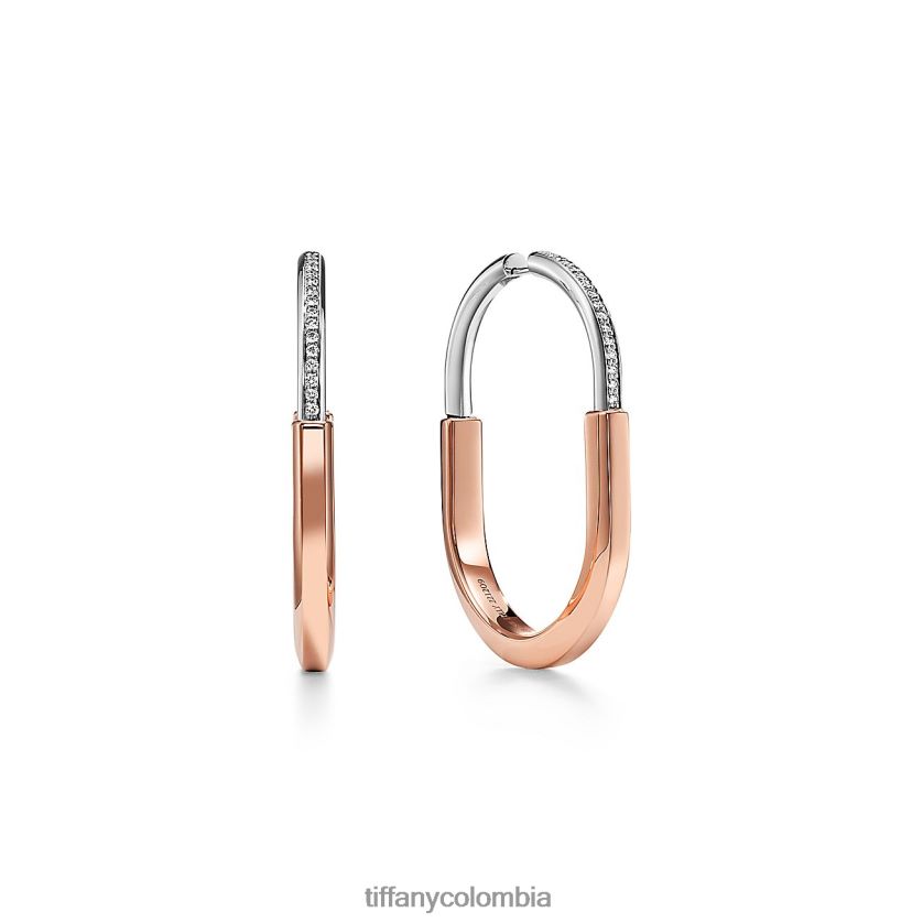 Tiffany pendientes unisexo 2J40B8761 joyas en oro rosa y blanco con diamantes, extra grande